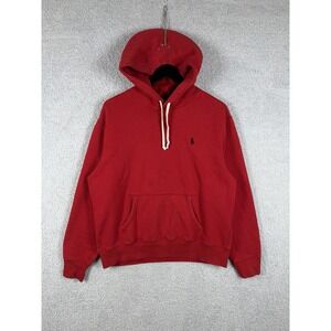 Polo Ralph Lauren Red Drawstring Hoodie Pullover Sweatshirt Mens Size L